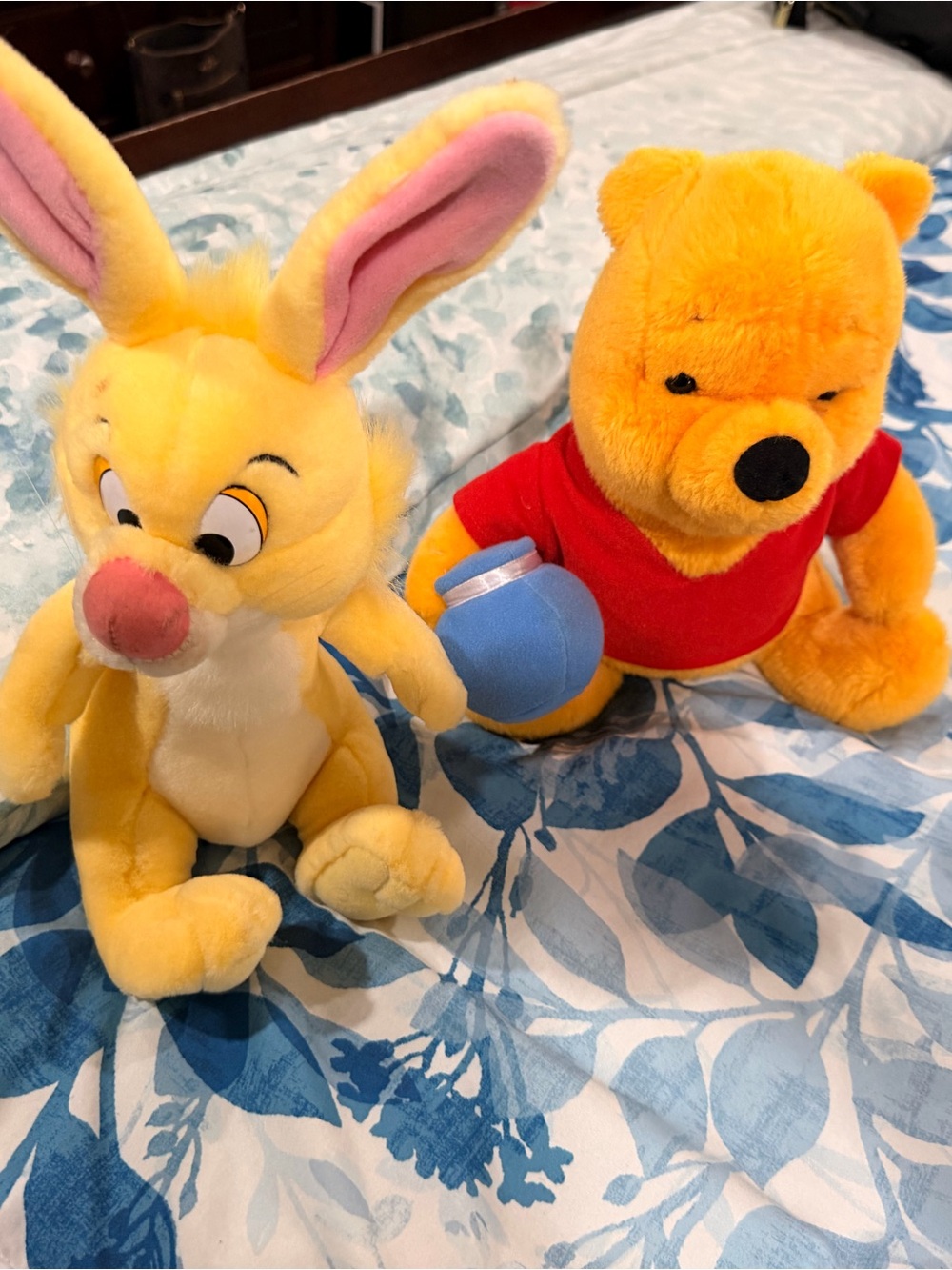 Yellow Winnie the Pooh Plush Toy with Red Shirt and Rabbit - Classic Kids Toys